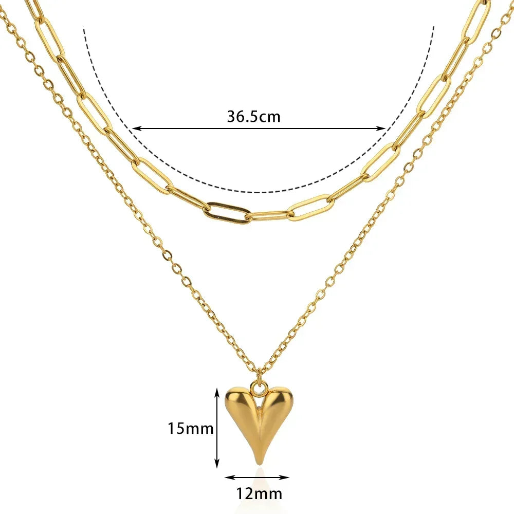 316L Stainless Steel Necklace for Women Heart Pendant Charm Necklaces Choker Aesthetic Handmade Jewelry Accessories Free Gifts