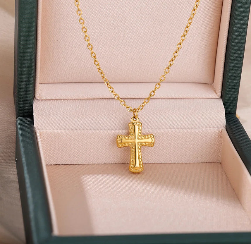 Fashion Creative Cross Wolf Necklace Stainless Steel For Women Choker Branches Tree of Life Design Pendant Necklace Men Jewelry