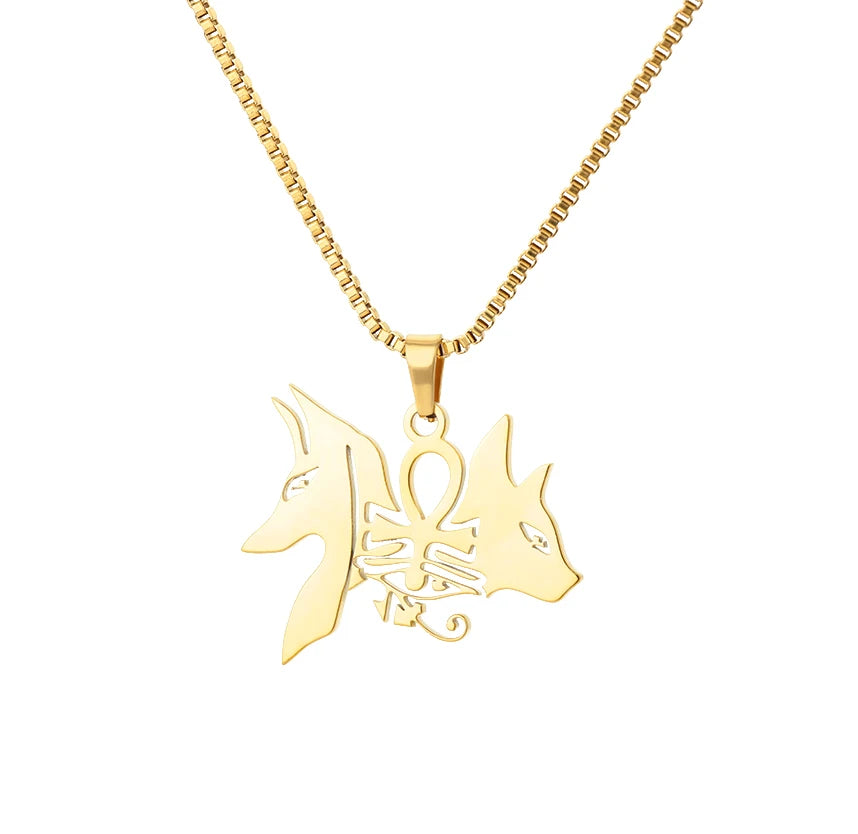 Fashion Creative Cross Wolf Necklace Stainless Steel For Women Choker Branches Tree of Life Design Pendant Necklace Men Jewelry