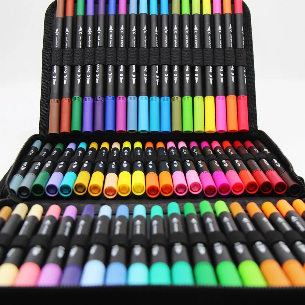 LOLEDE 60 Colors Double Head Markers Tip Art Supplies Drawing Brush Pen Colors Set For Gift Pens Pencils Writing Office School