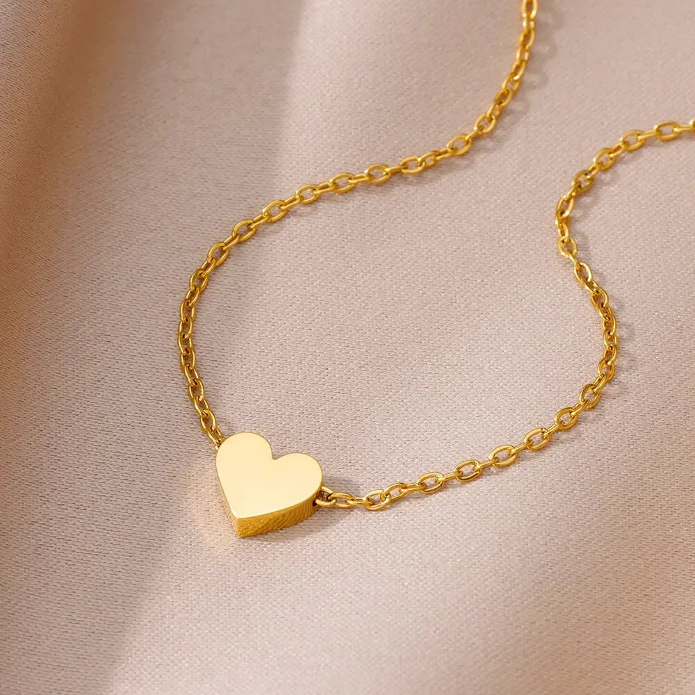 316L Stainless Steel Necklace for Women Heart Pendant Charm Necklaces Choker Aesthetic Handmade Jewelry Accessories Free Gifts