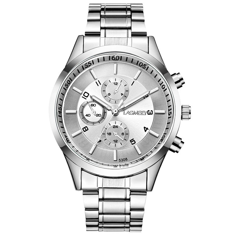 Ultra thin Men Watch Business Black Steel Strip Sport Waterproof Three Eye Imitation Six pin Korean version Student Male Watches