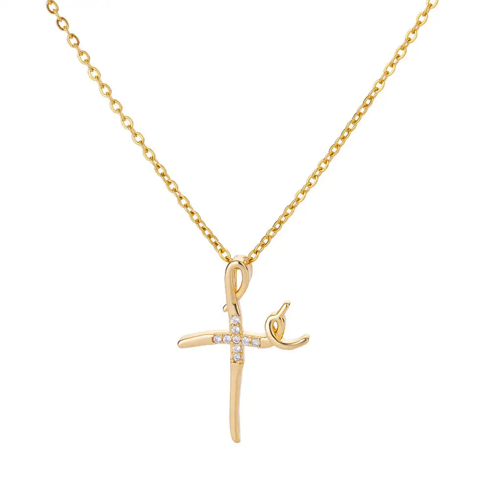 Zircon Cross Pendant Necklace for Women Gold Color Stainless Steel Collar Neckalces 2025 Trend Goth Party Wedding Jewelry Gifts