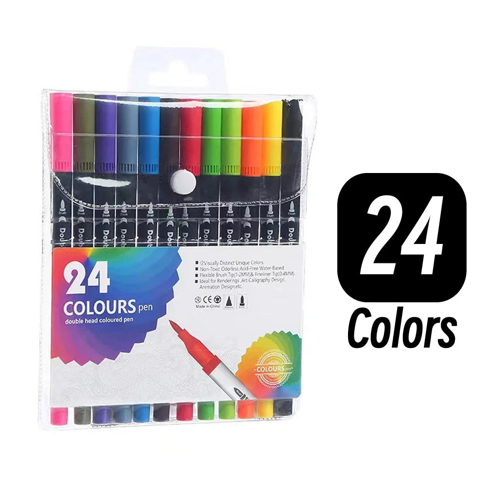 LOLEDE 60 Colors Double Head Markers Tip Art Supplies Drawing Brush Pen Colors Set For Gift Pens Pencils Writing Office School