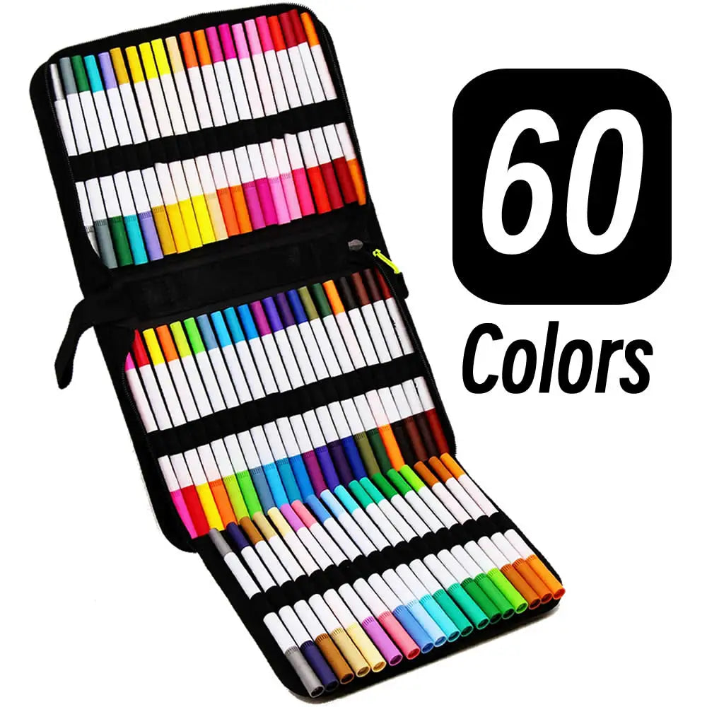 LOLEDE 60 Colors Double Head Markers Tip Art Supplies Drawing Brush Pen Colors Set For Gift Pens Pencils Writing Office School