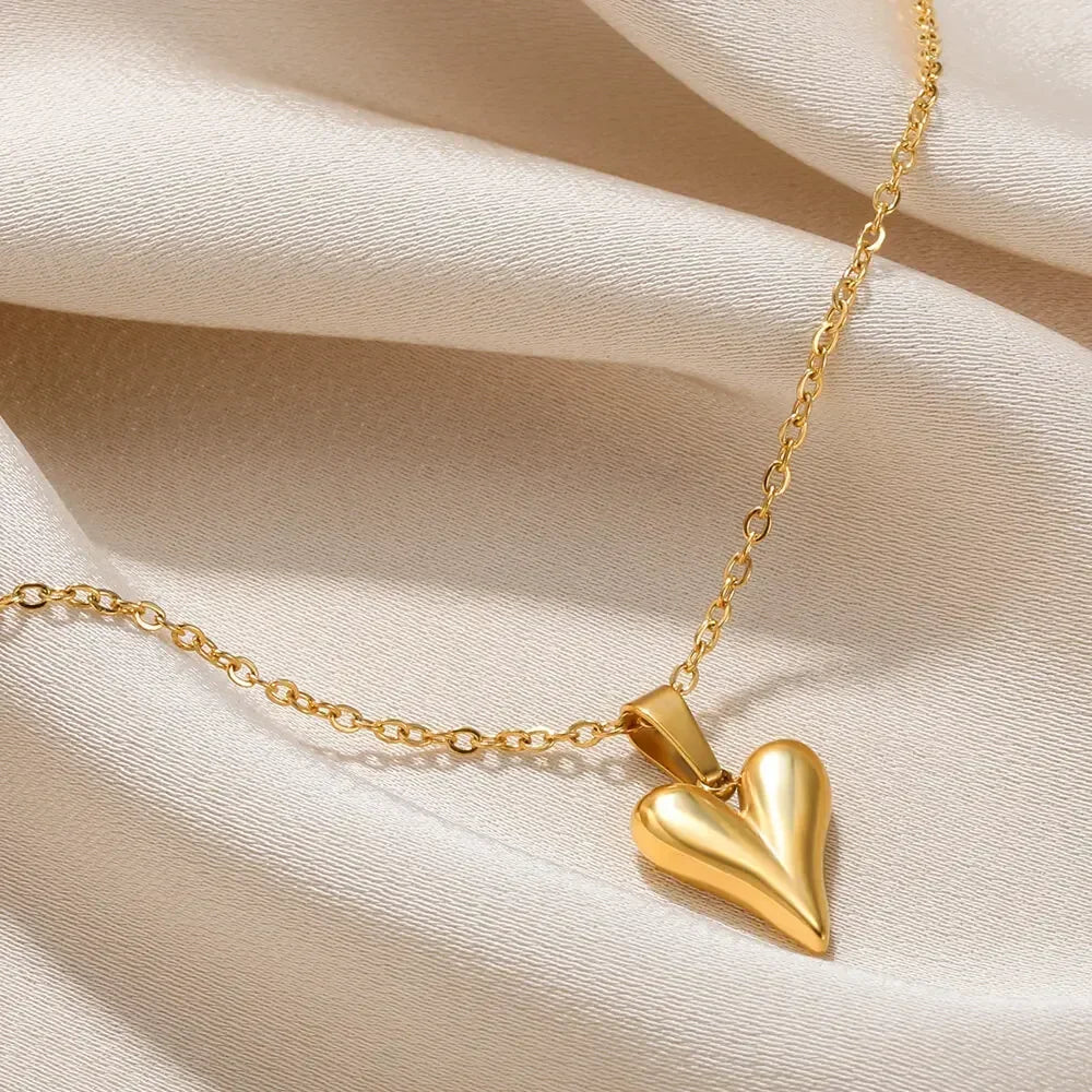 316L Stainless Steel Necklace for Women Heart Pendant Charm Necklaces Choker Aesthetic Handmade Jewelry Accessories Free Gifts