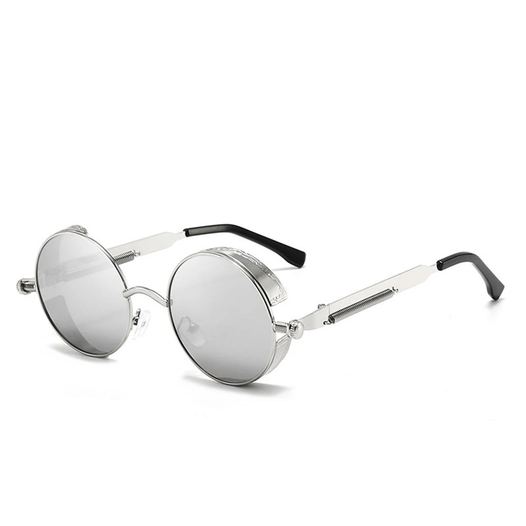 Retro Punk Sunglasses round Reflective Glasses Sunglasses for Men and Women