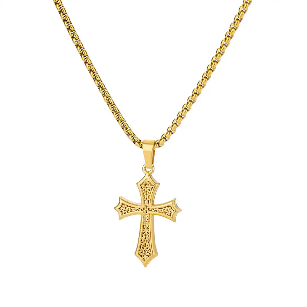 Fashion Creative Cross Wolf Necklace Stainless Steel For Women Choker Branches Tree of Life Design Pendant Necklace Men Jewelry