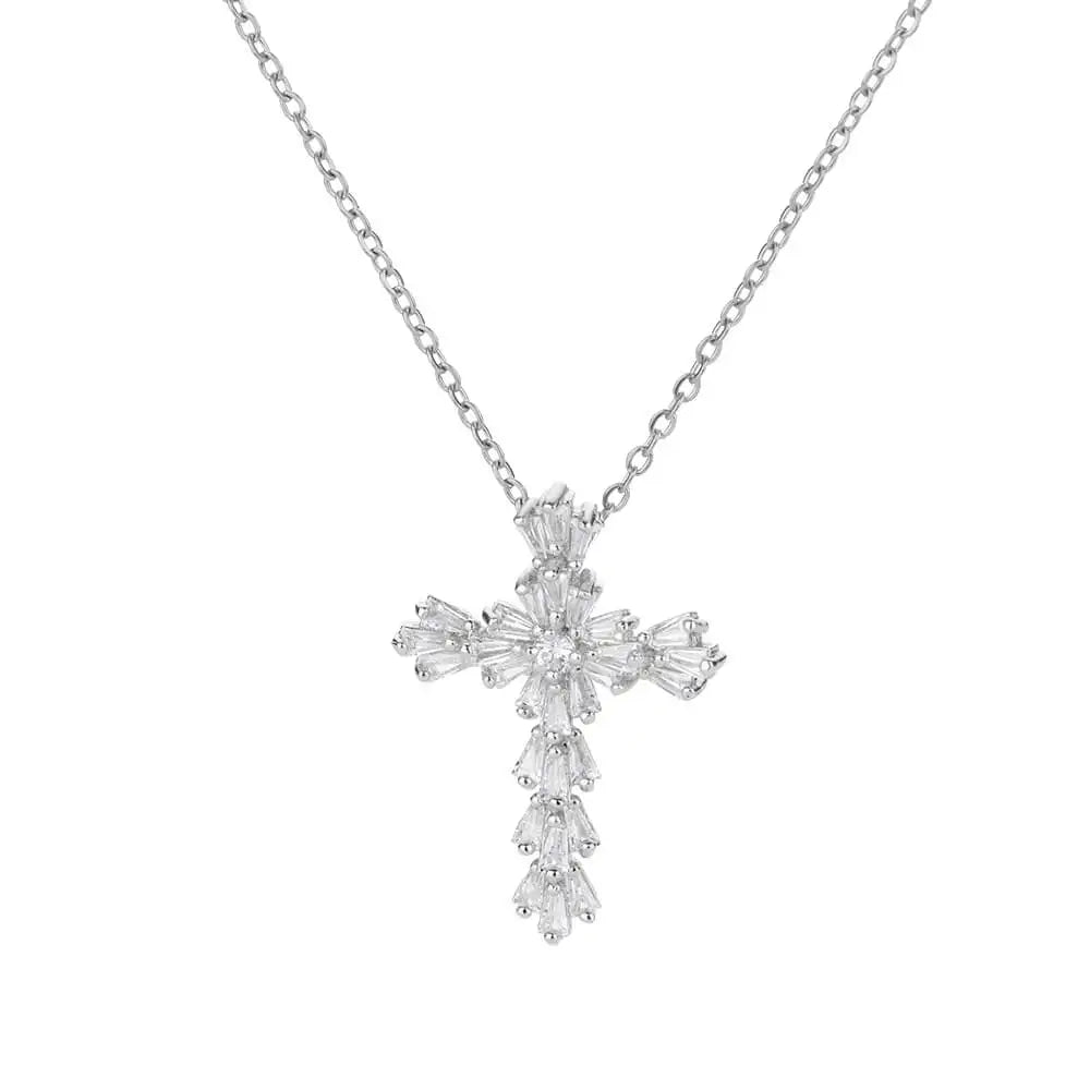 Zircon Cross Pendant Necklace for Women Gold Color Stainless Steel Collar Neckalces 2025 Trend Goth Party Wedding Jewelry Gifts