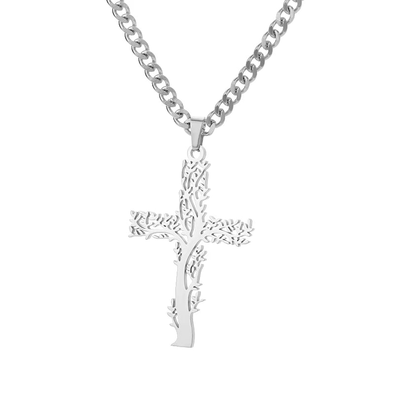 Zircon Cross Pendant Necklace for Women Gold Color Stainless Steel Collar Neckalces 2025 Trend Goth Party Wedding Jewelry Gifts