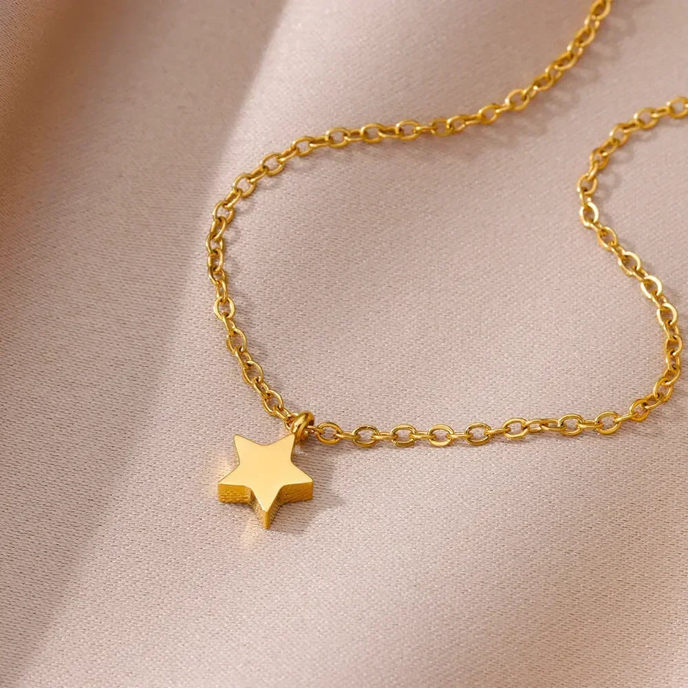 316L Stainless Steel Necklace for Women Heart Pendant Charm Necklaces Choker Aesthetic Handmade Jewelry Accessories Free Gifts
