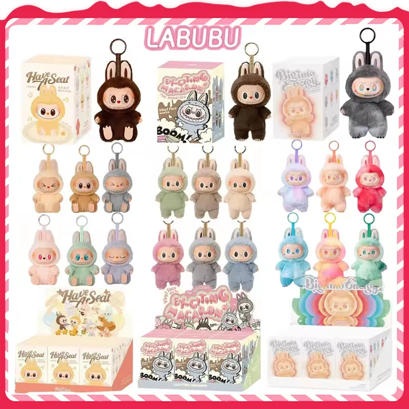 Anime Figure Kawaii For Labubu Blind Box Have A Seat Series PVC Pendant Doll Model Toy  Monster Keychain Kids Birthday Gifts