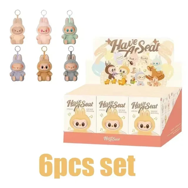 Anime Figure Kawaii For Labubu Blind Box Have A Seat Series PVC Pendant Doll Model Toy  Monster Keychain Kids Birthday Gifts