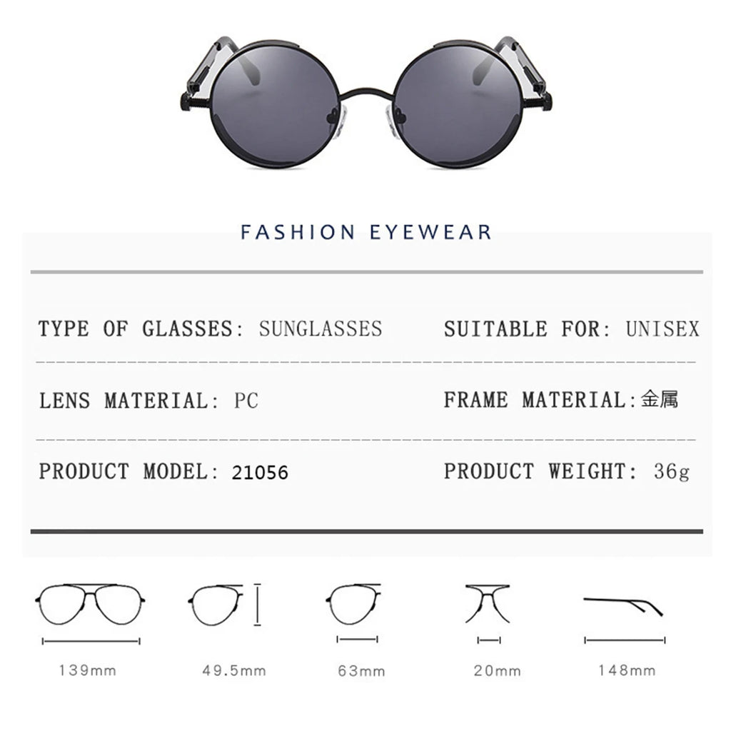 Retro Punk Sunglasses round Reflective Glasses Sunglasses for Men and Women