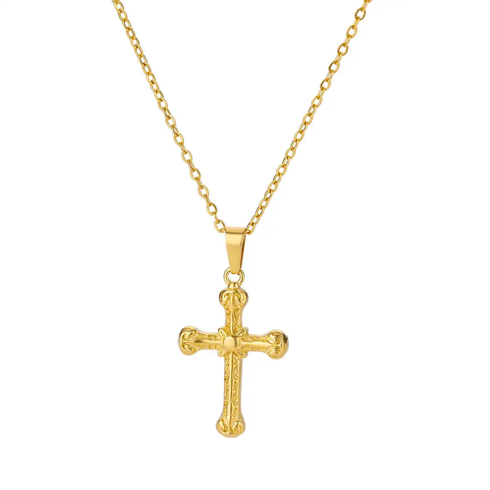 Fashion Creative Cross Wolf Necklace Stainless Steel For Women Choker Branches Tree of Life Design Pendant Necklace Men Jewelry