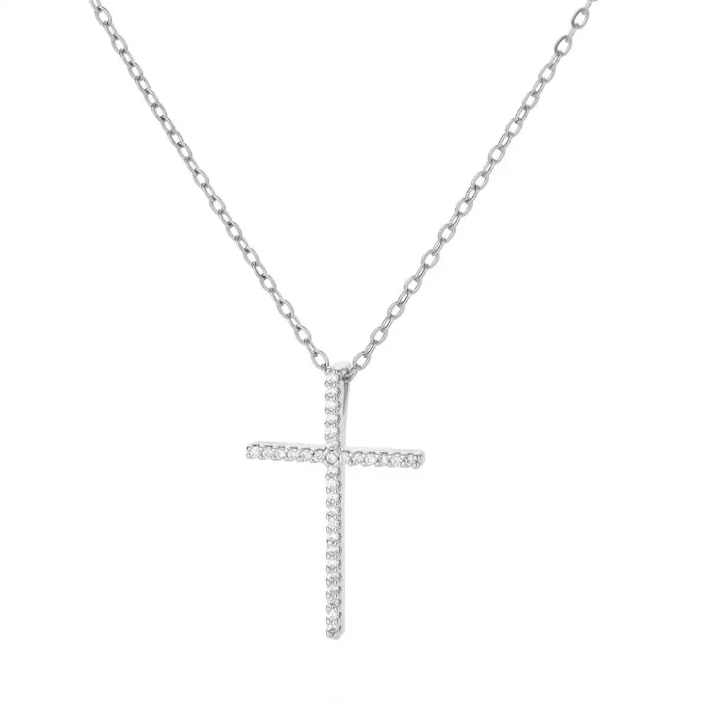 Zircon Cross Pendant Necklace for Women Gold Color Stainless Steel Collar Neckalces 2025 Trend Goth Party Wedding Jewelry Gifts